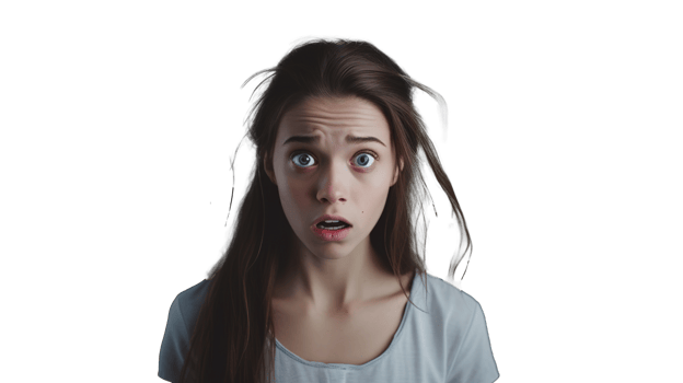 Scared Girl Looking at the Camera Isolated on Transparent png
