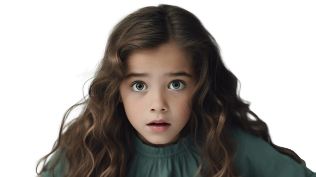 Scared Girl Looking at the Camera Isolated on Transparent Background png