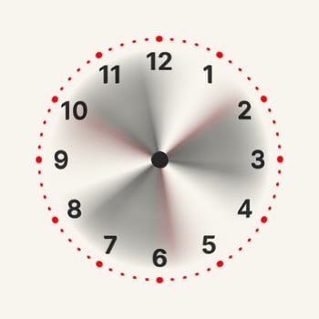 Classic watch dial with very fast spinning hands. Concept of imperceptible flow of time or life. vector