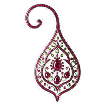 a pink and green ornate pendant with a swirl design png