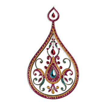 an ornate pendant with a red and blue design png