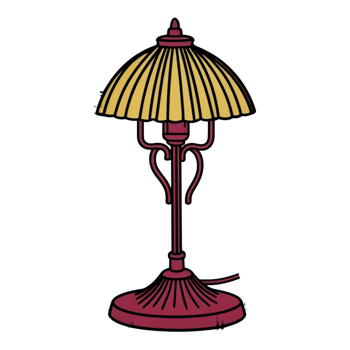 a lamp on a table with a yellow shade transparent background png