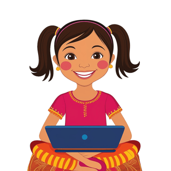 a cartoon girl sitting on the floor with a laptop png