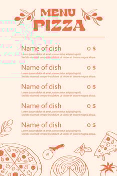 Menu Italian pizzas doodle. Vintage sketch of Italian food. Italian pizza menu design template. vector