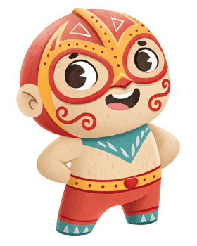 Illustration of Cute, wrestler with mask, isolated on a transparent background png