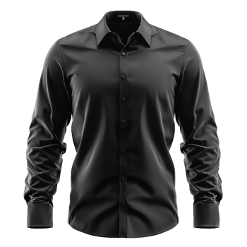 Classic Black Long Sleeve Dress Shirt Mockup for Menswear Fashion Design png