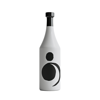 Sleek White Bottle with Abstract Black Design Minimalist Alcohol Beverage Container png