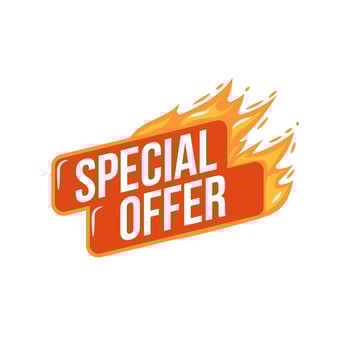 Special offer. Fire label. Flaming sticker. Hot sale selling marketing price label for promotional. vector