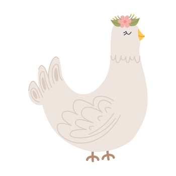 Cute illustrated chick with a flower crown on its head vector