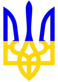 Ukrainian blue yellow trident flag logo isolated png