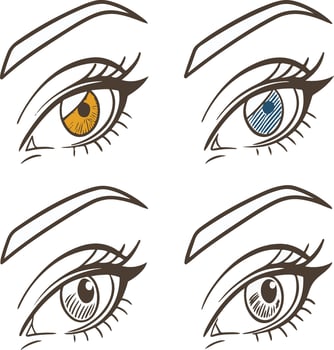 Four different colored eyes vector