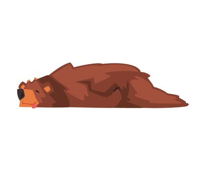 Cute Sleeping Brown Bear, Wild Forest Animal Character Cartoon illustration vector