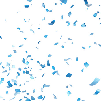 Bright blue confetti falls gracefully, creating joyful atmosphere perfect for any celebration png
