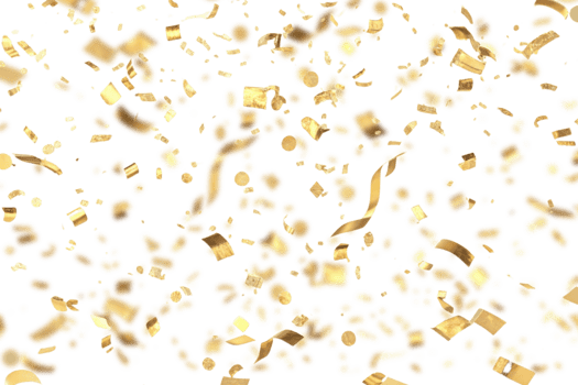 Golden confetti fills air in joyful celebration creating festive atmosphere that invites happiness and excitement png
