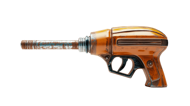 Vintage gun-shaped fuel nozzle, isolated on transparent background png