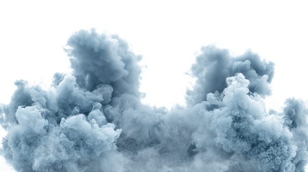 Thick blue smoke cloud, isolated on transparent background png