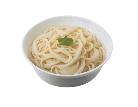 realistic 3d isometric bowl of plain noodles, asian cuisine, soft cooked pasta, traditional asian food, fresh wheat noodles, on isolated background png