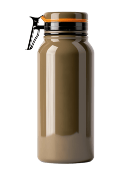 Modern metal water bottle with orange lid, great for outdoor activities, travel, and sports hydration solutions png