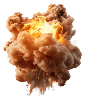 Explosive Smoke and Fire Eruption Creating Dramatic Scene of a Powerful Explosion against a Transparent Background png