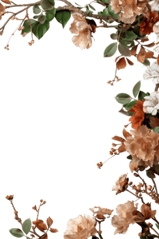 Delicate Vintage Floral Frame Design with Soft Peach and Cream Flowers on a Dark Background for Elegant Decor png