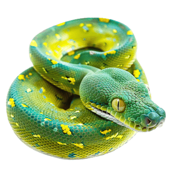 Stunning Green Tree Python Close Up Vibrant Scales and Yellow Spots Reptile Photography png