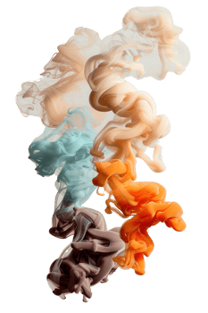 Colorful Swirling Smoke Abstract Artwork with Soft Gradients and Fluid Forms against a Black Background png