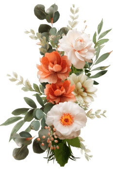 Elegant Floral Arrangement with Peonies, Roses, and Greenery on White Background for Decoration and Design png