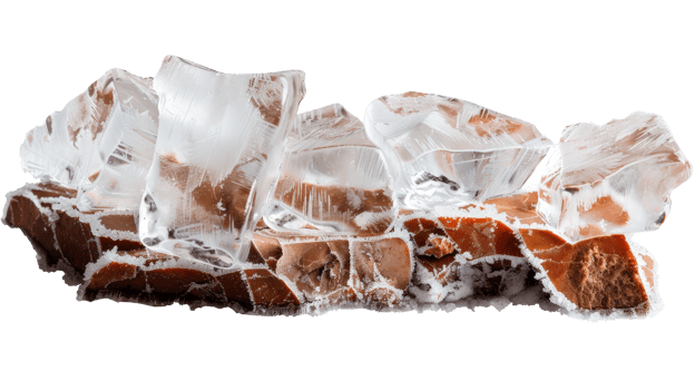 Ice cubes on a rocky surface showcasing clarity and texture, ideal for culinary and beverage themes, cold drinks, freshness png