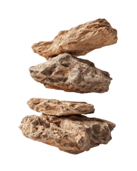 Balanced Natural Rocks in Vertical Arrangement Against White Background for Conceptual and Design Purposes png