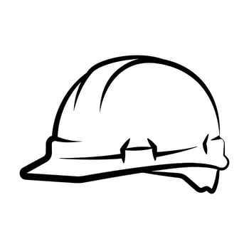 Hard hat monochrome clip art illustration vector