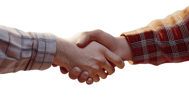 Casual handshake between two people, isolated on transparent background png