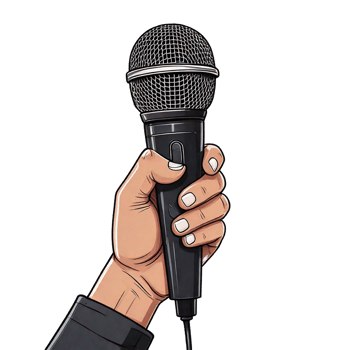 Hand holding microphone. png