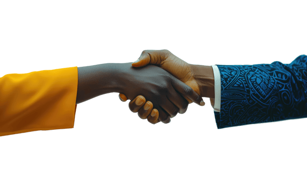 Two hands shaking in agreement, isolated on transparent background png