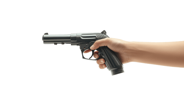 Black pistol, isolated on transparent background png