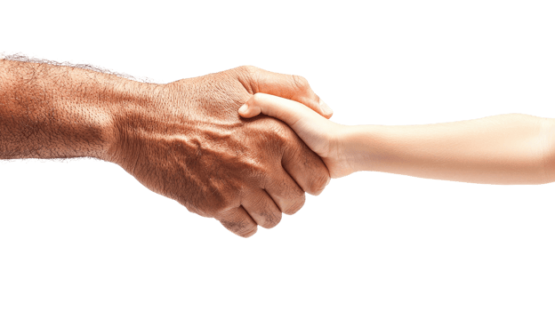 Unity Handshake Between Adult and Child, Isolated on Transparent Background png