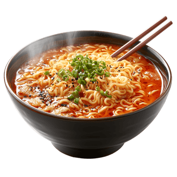 Spicy Ramen Noodle Soup with Chopsticks png