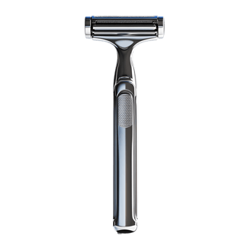 Sleek Chrome Double-Edge Safety Razor for Men's Grooming png