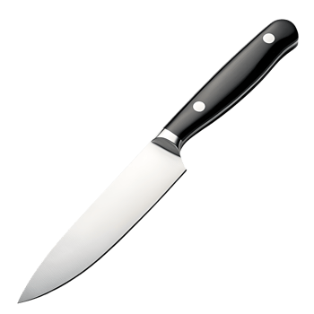 Sharp Kitchen Chef's Knife with Black Handle Isolated on Black Background png
