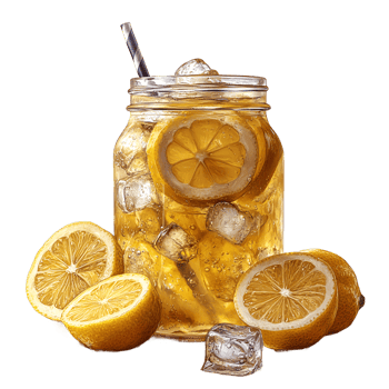 Refreshing Iced Tea with Lemon Slices in a Mason Jar png