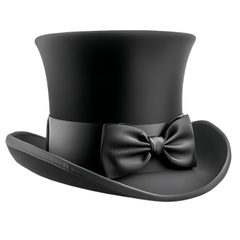 Elegant Black Top Hat with Bow Tie - Formal Headwear png