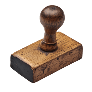 Antique Wooden Rubber Stamp with Worn Finish png