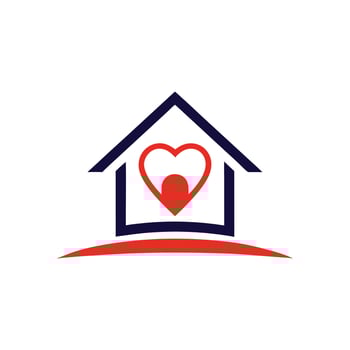 home and heart logo design on white background vector
