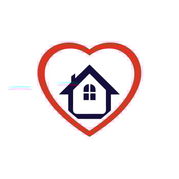 home and heart logo design vector