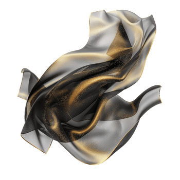 Abstract Black and Gold Fabric Swirling Design, Elegant Luxury Texture, Flowing Silk Material, Shimmering Glitter, Artistic Drape png