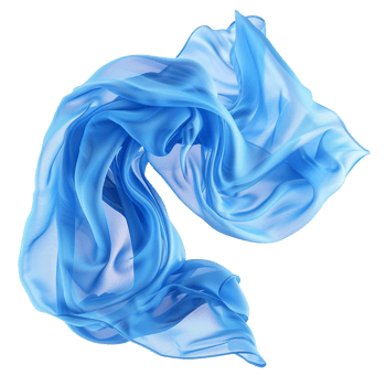Abstract image of flowing light blue silk fabric textile material in motion png