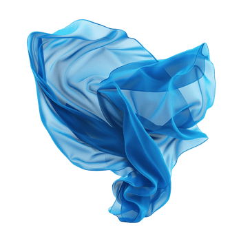 Abstract Blue Fabric Swirling in the Air a 3D Render of a Flowing Sheer Textile png