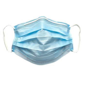 A Detailed Closeup of a Light Blue Disposable Face Mask with Ear Loops png