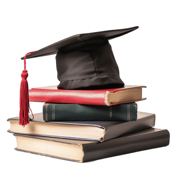 Graduation Cap Atop Stack of Books Representing png