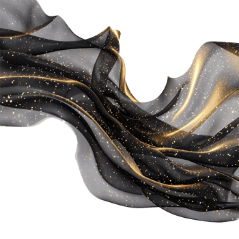 Elegant Black and Gold Fabric Drape with Glittering Texture png