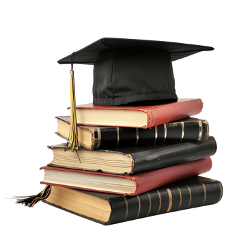 A Graduation Cap Resting on a Stack of Old Books Symbolizing Education and Knowledge png